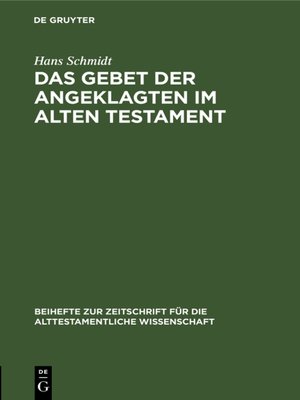 cover image of Das Gebet der Angeklagten im Alten Testament